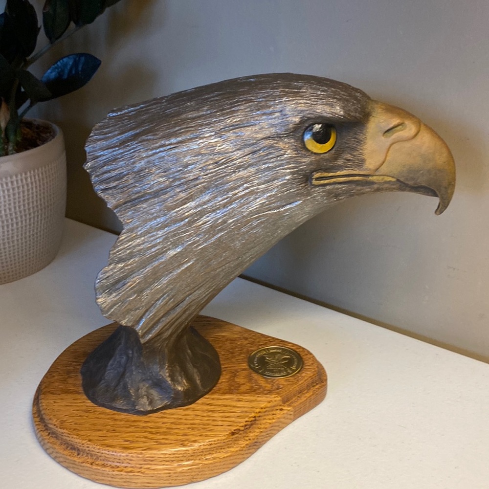 Resin with Bronze Look Eagle Sculpture